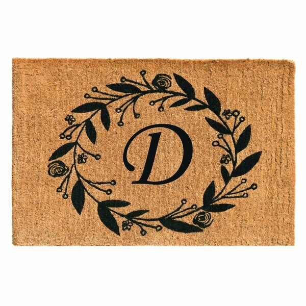 Configuracion 24 x 36 x 1.5 in. Black Rose Rectangular Doormat Natural - Letter D CO2831586